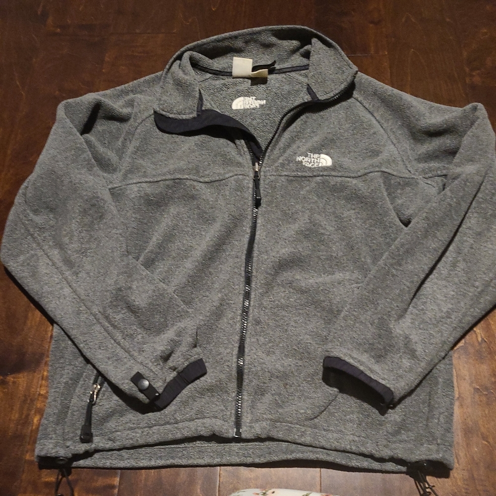 The North Face Jacket Adult Mens M Gray Black Full Zip Fleece Steen Outdoors